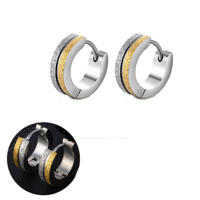 Hõbedase kullavärvi roostevabast terasest kõrvarõngad naistele meestele punk vintage musta triibuga kõrvarõngas ehteavaldus