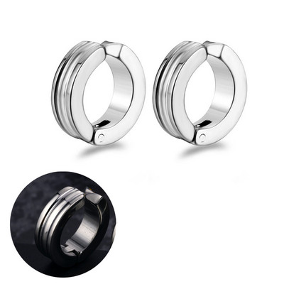 Hõbedase kullavärvi roostevabast terasest kõrvarõngad naistele meestele punk vintage musta triibuga kõrvarõngas ehteavaldus