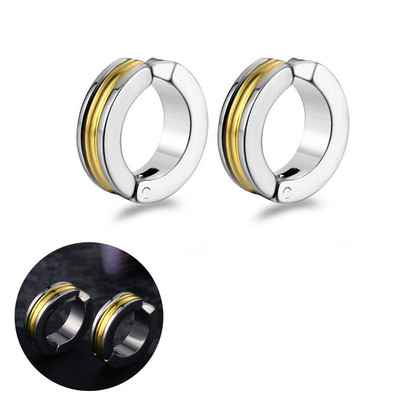 Hõbedase kullavärvi roostevabast terasest kõrvarõngad naistele meestele punk vintage musta triibuga kõrvarõngas ehteavaldus