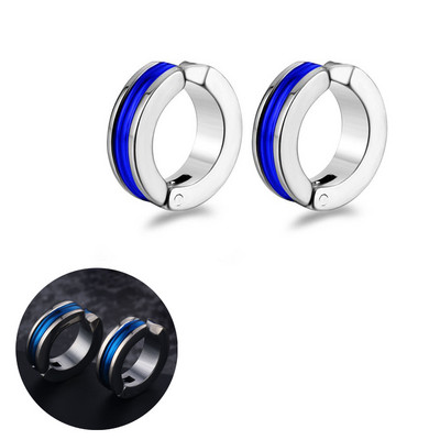 Hõbedase kullavärvi roostevabast terasest kõrvarõngad naistele meestele punk vintage musta triibuga kõrvarõngas ehteavaldus