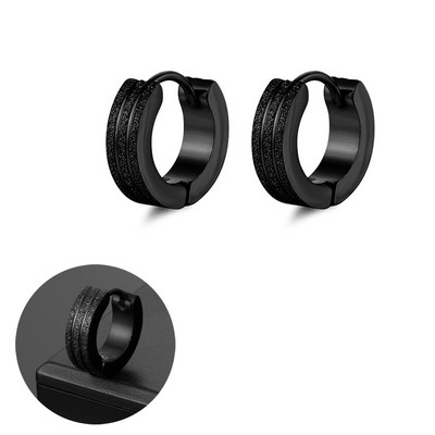 Hõbedase kullavärvi roostevabast terasest kõrvarõngad naistele meestele punk vintage musta triibuga kõrvarõngas ehteavaldus