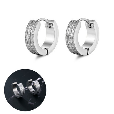 Hõbedase kullavärvi roostevabast terasest kõrvarõngad naistele meestele punk vintage musta triibuga kõrvarõngas ehteavaldus