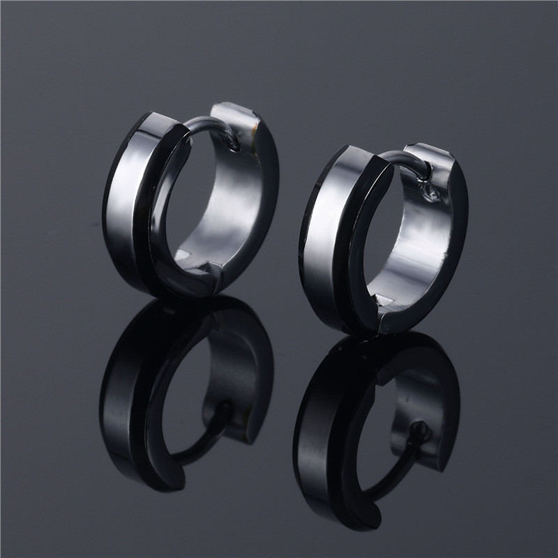 Hõbedase kullavärvi roostevabast terasest kõrvarõngad naistele meestele punk vintage musta triibuga kõrvarõngas ehteavaldus