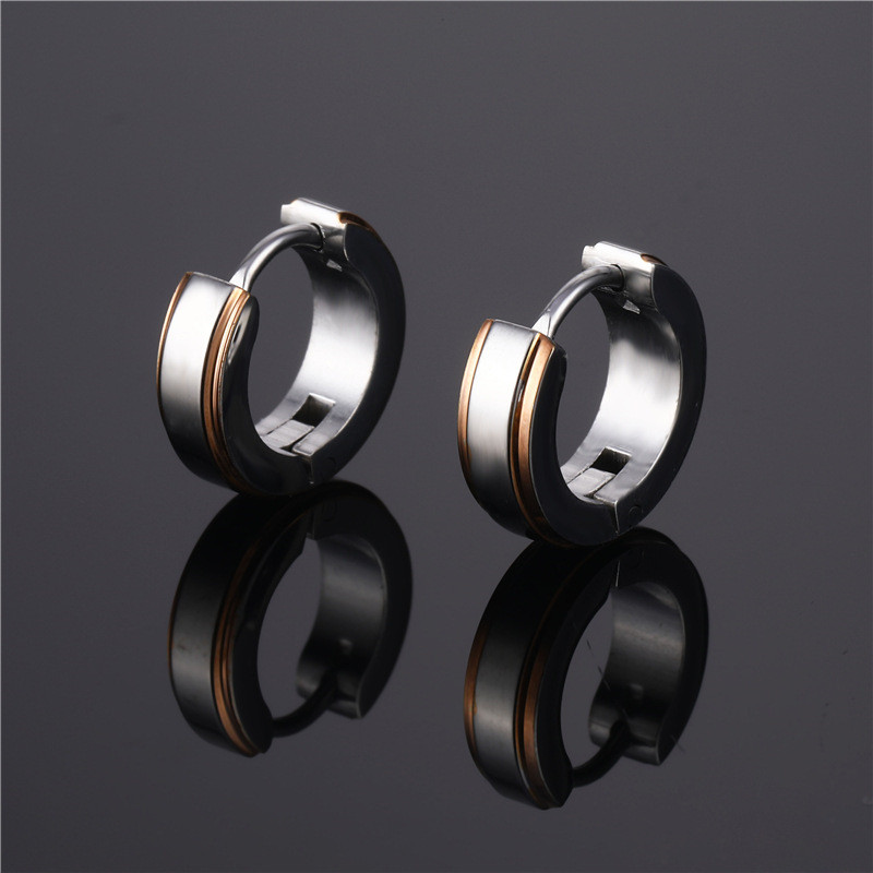 Hõbedase kullavärvi roostevabast terasest kõrvarõngad naistele meestele punk vintage musta triibuga kõrvarõngas ehteavaldus