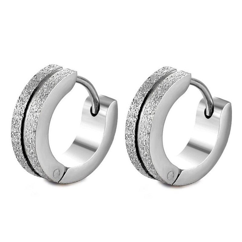 Hõbedase kullavärvi roostevabast terasest kõrvarõngad naistele meestele punk vintage musta triibuga kõrvarõngas ehteavaldus