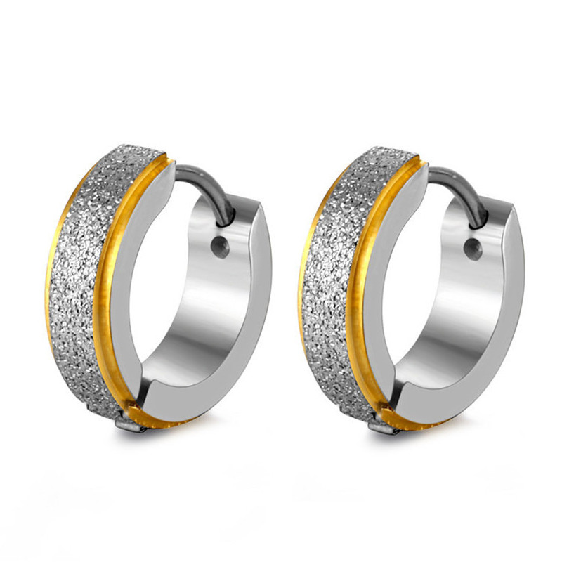 Hõbedase kullavärvi roostevabast terasest kõrvarõngad naistele meestele punk vintage musta triibuga kõrvarõngas ehteavaldus