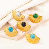 Uued looduslikust kivist sõrmused Retro liialdatud kullavärvi lehvikukujulised sõrmused roostevabast terasest sõrmus naistele meestele vanaaegne ehe kingitus