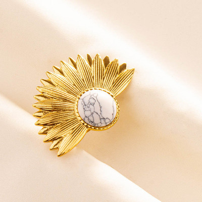 Uued looduslikust kivist sõrmused Retro liialdatud kullavärvi lehvikukujulised sõrmused roostevabast terasest sõrmus naistele meestele vanaaegne ehe kingitus