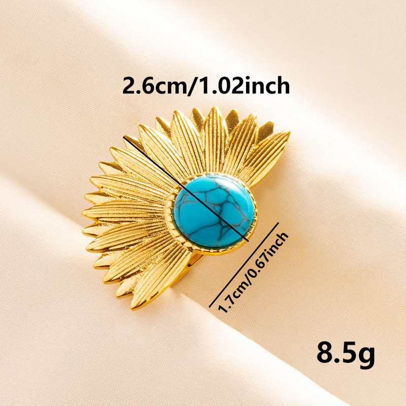 Uued looduslikust kivist sõrmused Retro liialdatud kullavärvi lehvikukujulised sõrmused roostevabast terasest sõrmus naistele meestele vanaaegne ehe kingitus