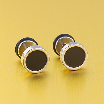 Ανδρικά σκουλαρίκια από τιτάνιο ατσάλινο στρογγυλά μαύρα σκουλαρίκια πετρελαίου με καρφιά για άνδρες Κορεατικά αξεσουάρ πανκ κοσμημάτων από ανοξείδωτο ατσάλι