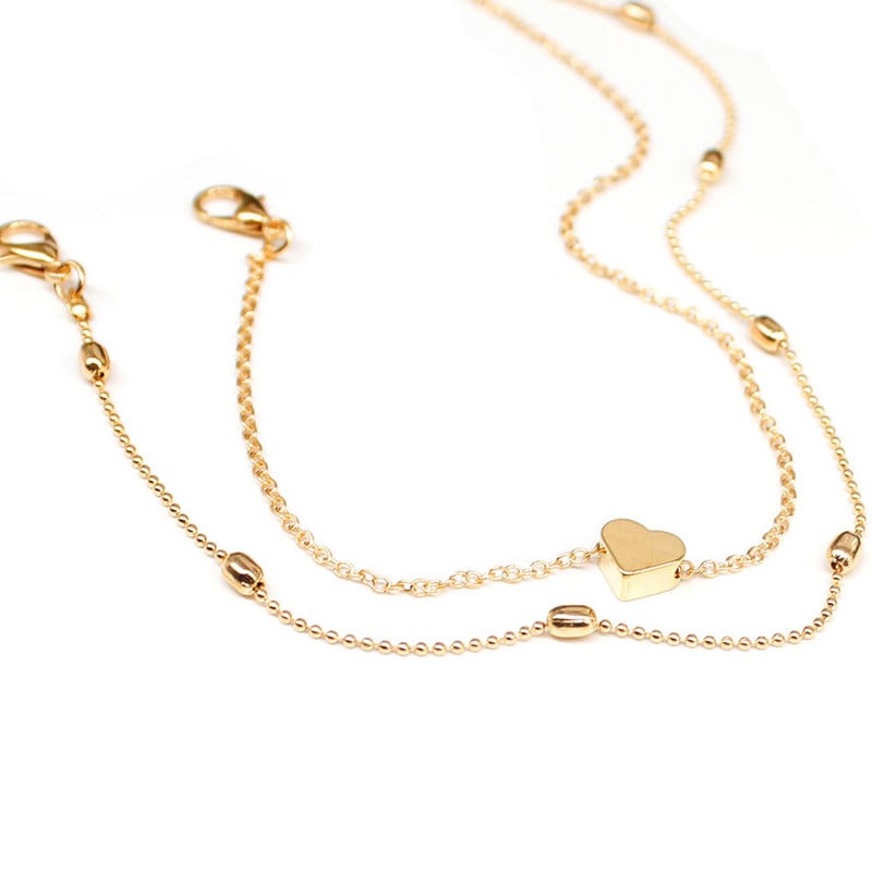 Naujos mados auksinės spalvos širdies kulkšnies daugiasluoksnės reguliuojamos kulkšnies moterims vasaros apyrankės ant pėdų paplūdimio vakarėlio kojų grandinėlės