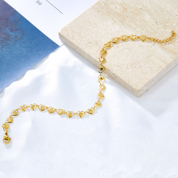 LUXUSTEEL Γυναικεία Μίνι Καρδιά Αλυσίδα Αστραγάλου Χρυσό Χρώμα Ανοξείδωτα Βραχιόλια Αστραγάλου στο πόδι Μοντέρνα δώρα Bobo κοσμήματα