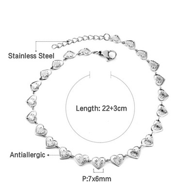 LUXUSTEEL naiste mini-südamekett jalavõru kullavärvi roostevabast terasest pahkluu käevõrud jalas Trendikad Bobo ehted kingitused