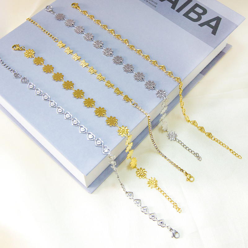 LUXUSTEEL sieviešu mini sirds ķēdīte potītes zelta krāsā nerūsējošā tērauda potīšu aproces uz kājas Modernas Bobo rotaslietas dāvanas