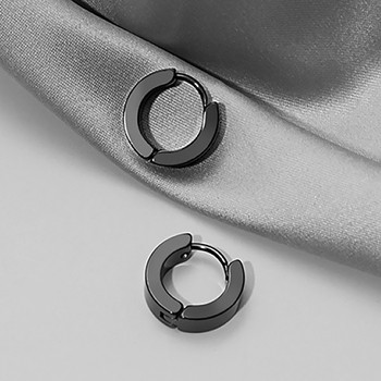 1 чифта черни обеци от неръждаема стомана Пънк унисекс геометрия Изчистена тенденция Модни обеци с капки Жени Мъже Готически обеци на шипове
