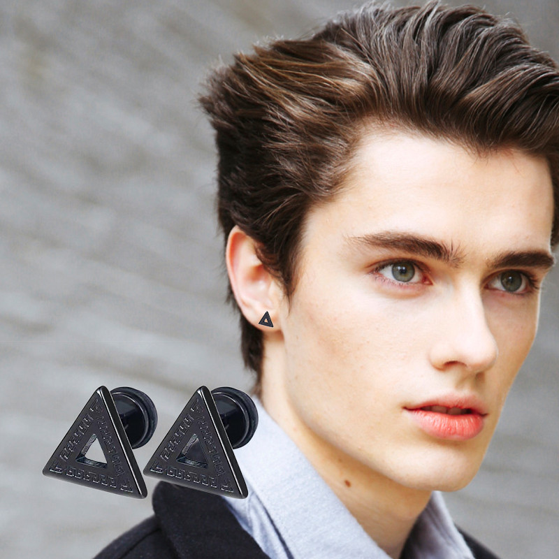 1 par crnih naušnica od nehrđajućeg čelika Punk uniseks geometrija Jednostavan trend Modne spuštene naušnice Žene Muškarci Gotičke naušnice s nitnama