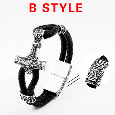 Beier 316L από ανοξείδωτο ατσάλι Nordic Viking Ανδρικό βραχιόλι Nevis Viking Letter Stack Triangle Hammer Amulet βραχιόλι LLBC-L005L