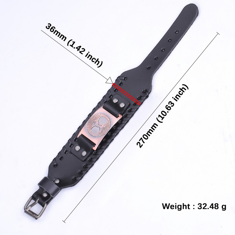 Skyrim Tree of Life Vintage Wrap Wicca metallist nahast käevõru Amulett Reguleeritav mansett Käevõru Vintage Ehted Meestele