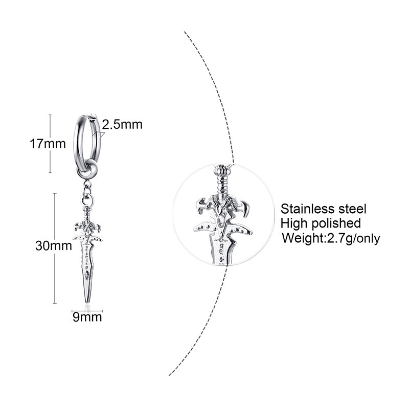 ÜKS HÕBEVÄRVI PIST KÕRVARÕNG MEESTE ROOSTEVABASEST TERASEST MÕÕK HUGGIE HOOPS KÕRVARÕNGAD LAHE FASHION ROCK TATTOO MEESTE EHTED