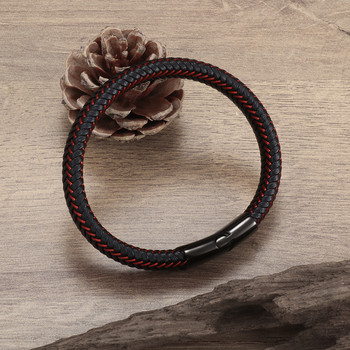 Ανδρικά κοσμήματα Κόκκινο δερμάτινο βραχιόλι με σχοινί Μαύρο βραχιόλια με μαγνητική πόρπη για άνδρες