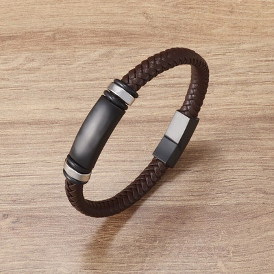 Klasična ručno pletena crvena kožna narukvica/metalno magnetsko zatvaranje muška narukvica Ležerna ulična zabava Nakit Nakit