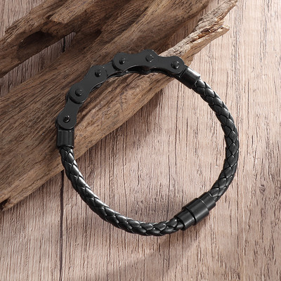 Klasična ručno pletena crvena kožna narukvica/metalno magnetsko zatvaranje muška narukvica Ležerna ulična zabava Nakit Nakit