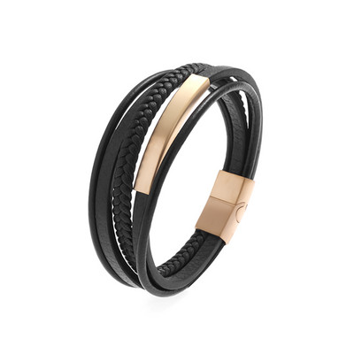 Klasična ručno pletena crvena kožna narukvica/metalno magnetsko zatvaranje muška narukvica Ležerna ulična zabava Nakit Nakit