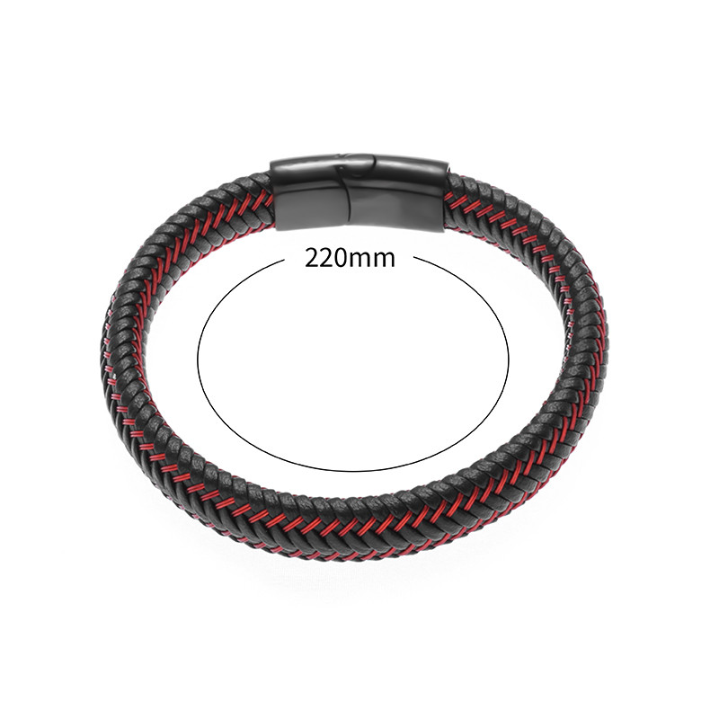 Klasična ručno pletena crvena kožna narukvica/metalno magnetsko zatvaranje muška narukvica Ležerna ulična zabava Nakit Nakit