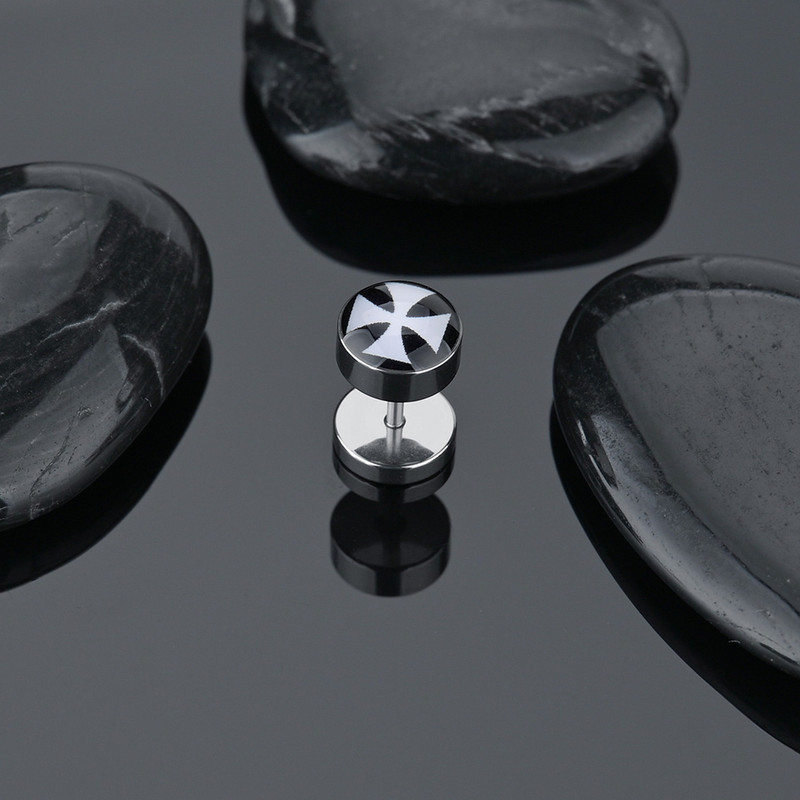 Punk roostevabast terasest barbell Stud kõrvarõngas meestele naistele Spider Scorpion Star muster Kõrva augustamine Hüpoallergeensed Hiphop Ehted