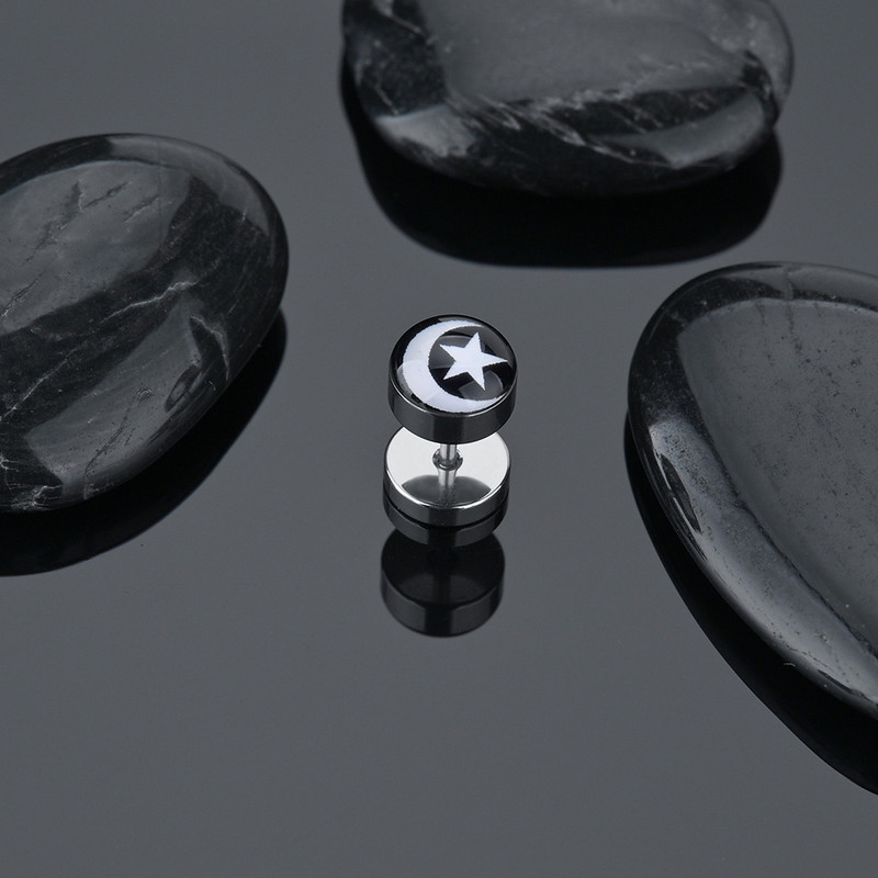 Punk roostevabast terasest barbell Stud kõrvarõngas meestele naistele Spider Scorpion Star muster Kõrva augustamine Hüpoallergeensed Hiphop Ehted