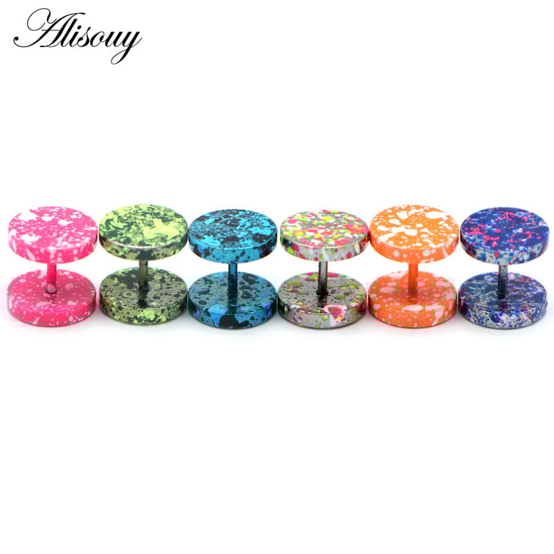 Alisouy 2 komada, nove naušnice, modni nakit, ženski piercing s šipkom za uši, punk muške naušnice, piercing s nitnama u 10 boja