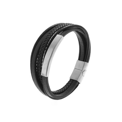 Új férfi bőr kézi szövésű karkötő mágnescsat többrétegű bőr karkötő luxus stílusú, szép ajándék