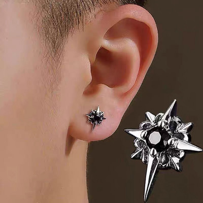 1pairs Trend Black Zircon Star Stud Auskarai Vyrams Moterų Juoda Poros Asmenybės Hip-hop Auskarai Vakarėlis Aksesuarai Papuošalai