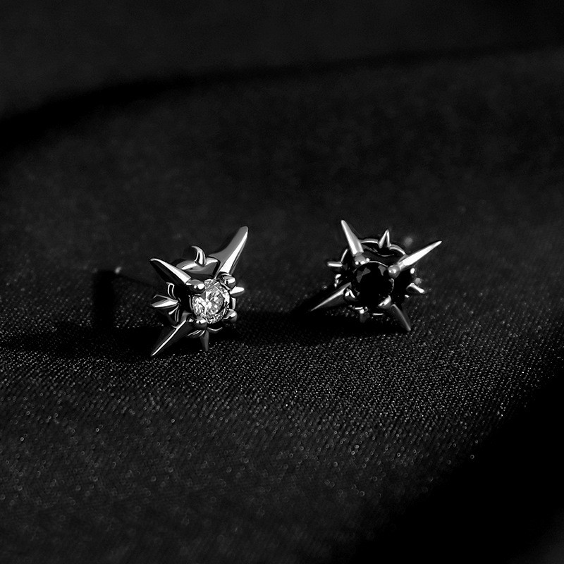 1pairs Trend Black Zircon Star Stud Auskarai Vyrams Moterų Juoda Poros Asmenybės Hip-hop Auskarai Vakarėlis Aksesuarai Papuošalai