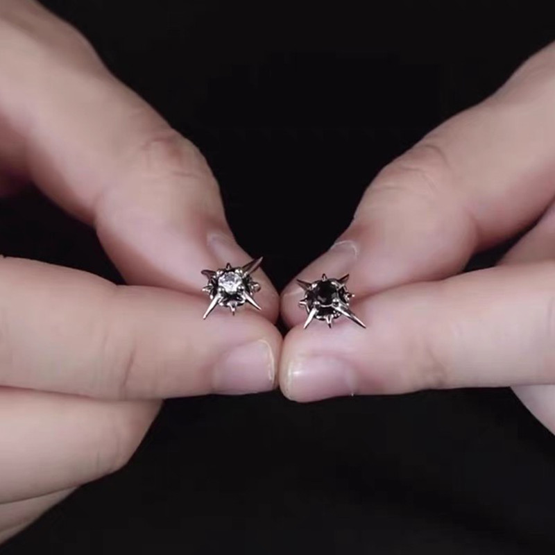 1pairs Trend Black Zircon Star Stud Auskarai Vyrams Moterų Juoda Poros Asmenybės Hip-hop Auskarai Vakarėlis Aksesuarai Papuošalai