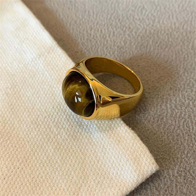 Vintage Καφέ Ζιργκόν Ανοιχτά Δαχτυλίδια για Γυναικεία Μόδα Κοριτσιών Απομίμηση Φυσικής Πέτρας Γεωμετρικό Ρυθμιζόμενο Δαχτυλίδι Δαχτυλίδι Κοσμήματα Δώρο