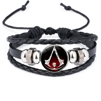 Assassin Icon Badge Symbol Βραχιόλι Anime Ταινία Παιχνίδι Δερμάτινα βραχιόλια Πολλαπλών στρώσεων Casual βραχιόλι βραχιόλι για άνδρες Friend Jewelry