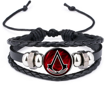 Assassin Icon Badge Symbol Βραχιόλι Anime Ταινία Παιχνίδι Δερμάτινα βραχιόλια Πολλαπλών στρώσεων Casual βραχιόλι βραχιόλι για άνδρες Friend Jewelry