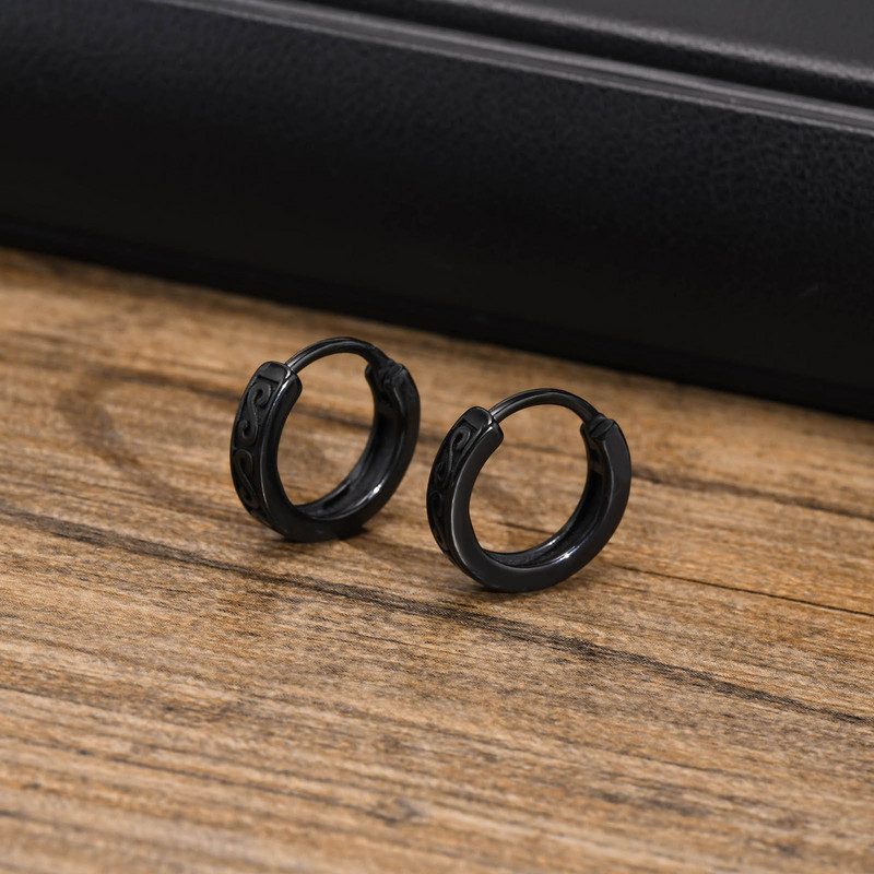 Meeste rõngastega kõrvarõngad, uued gooti mustad Infinity S tekstuuriga huggies, väikesed minimalistlikud roostevabast terasest kõrvarõngad, kingitused talle ehted