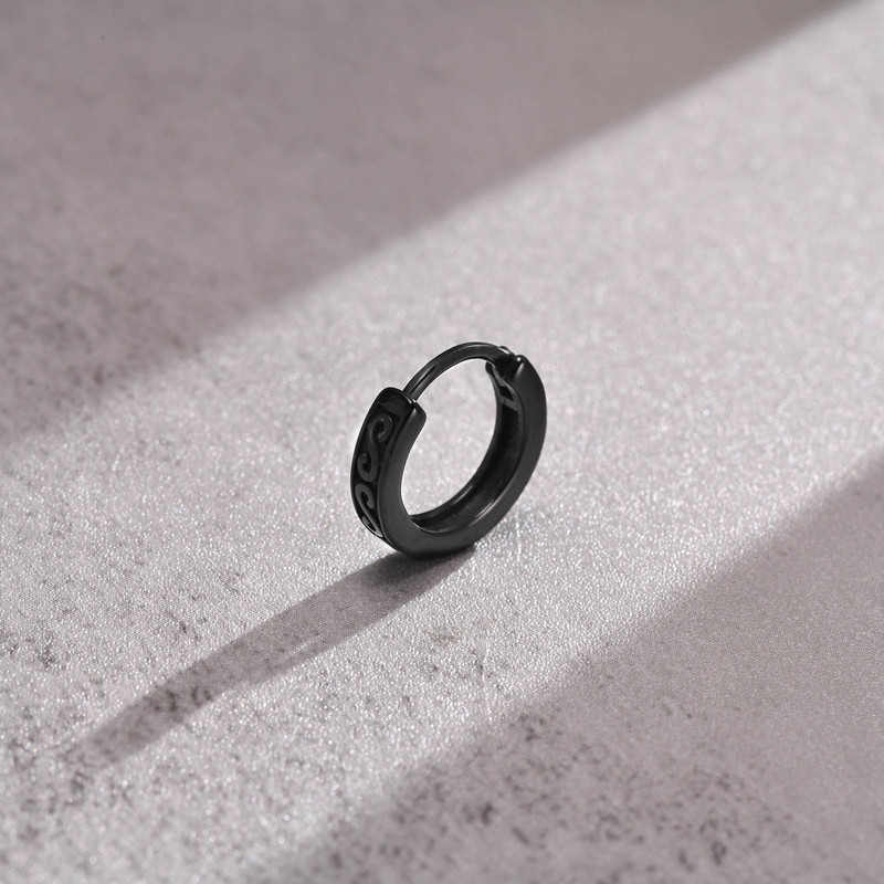 Meeste rõngastega kõrvarõngad, uued gooti mustad Infinity S tekstuuriga huggies, väikesed minimalistlikud roostevabast terasest kõrvarõngad, kingitused talle ehted