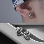 Κορεατικά ανδρικά σκουλαρίκια πανκ γοητείας για άντρες Σκουλαρίκια με στριμμένα κόμπους τριών δαχτυλιδιών ανδρικά κοσμήματα