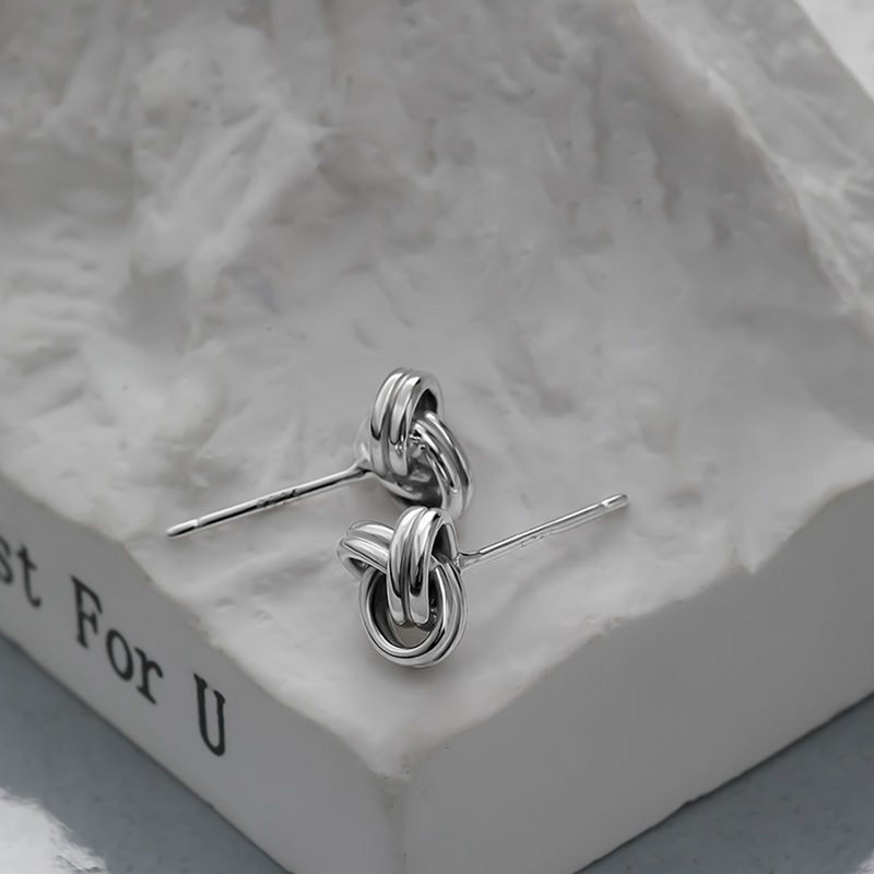 Κορεατικά ανδρικά σκουλαρίκια πανκ γοητείας για άντρες Σκουλαρίκια με στριμμένα κόμπους τριών δαχτυλιδιών ανδρικά κοσμήματα