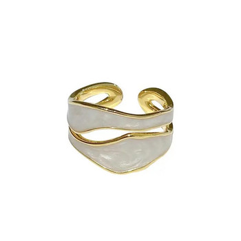 Ретро златни двойни отворени пръстени с маслени капки за жени Луксозни неправилни регулируеми пръстени за пръсти 2023 г. Нови модерни сватбени бижута