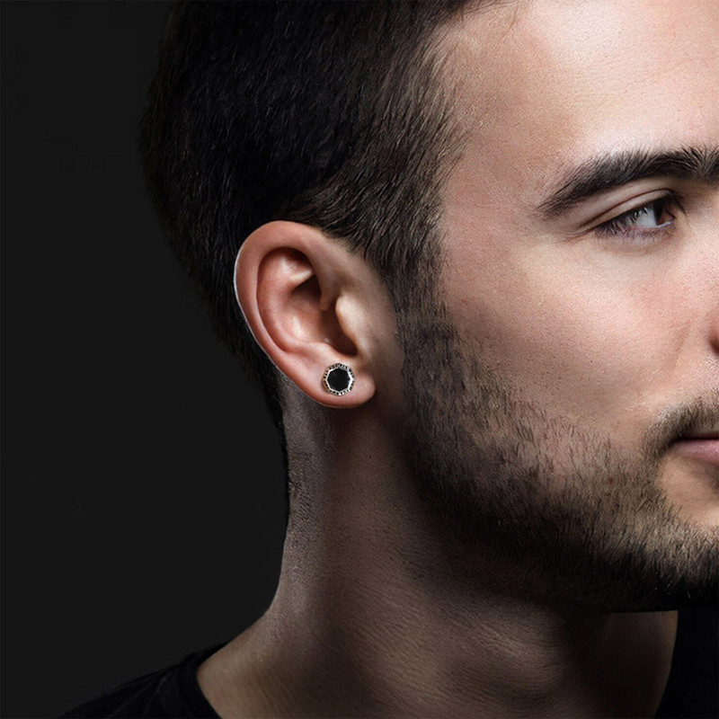 Ανδρικά τριγωνικά σκουλαρίκια Vnox Octagon, Ανοξείδωτα σκουλαρίκια Viking Rune Almut Stud, Γεωμετρικά κοσμήματα αυτιών