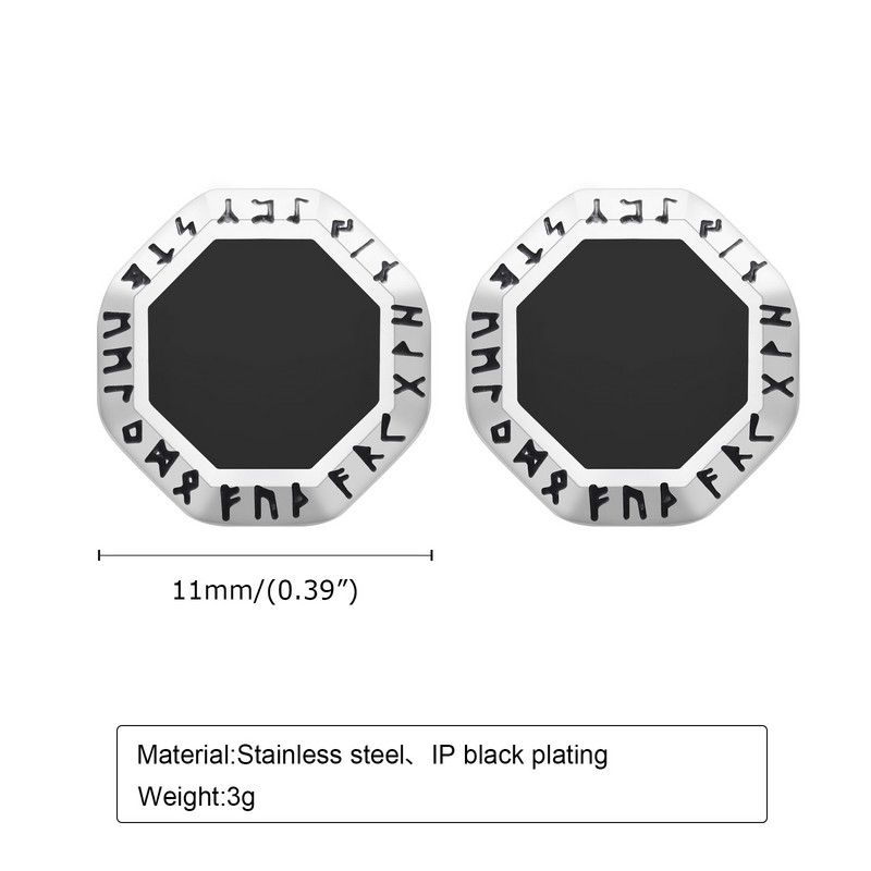 Ανδρικά τριγωνικά σκουλαρίκια Vnox Octagon, Ανοξείδωτα σκουλαρίκια Viking Rune Almut Stud, Γεωμετρικά κοσμήματα αυτιών