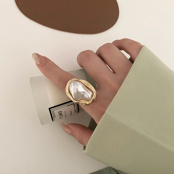 2024 Нов дизайн Морска звезда Перлена форма на пръстен Златен цвят Регулируеми пръстени за жени Корейска мода Бижута Парти Луксозен аксесоар