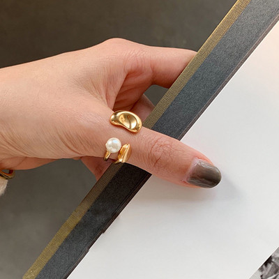 2024 új dizájn Starfish gyöngy gyűrű alakú arany színű állítható gyűrűk nőknek koreai divatékszer buli luxus kiegészítő