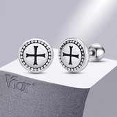 Vnox Cross Stud Kõrvarõngad Meestele Naised Poisid, Allergiavastased Roostevabast terasest ümmargused kõrvarõngad Kingitused Ehted