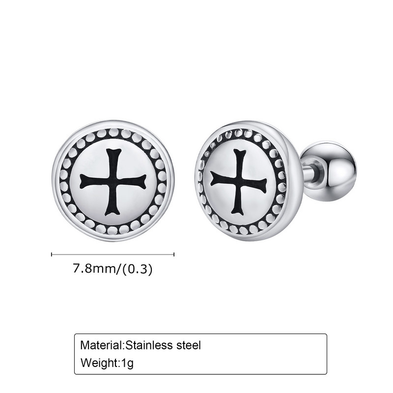 Vnox Cross Stud Kõrvarõngad Meestele Naised Poisid, Allergiavastased Roostevabast terasest ümmargused kõrvarõngad Kingitused Ehted