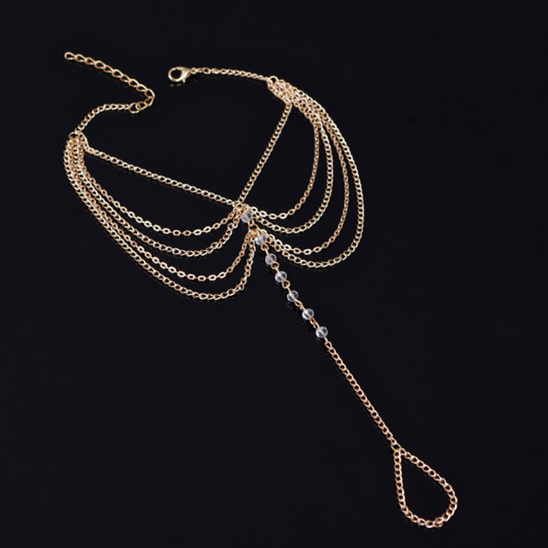 Uus mood Boho stiilis kristallist mitmekihiline jalakett naistele Summer Beach Barefoot jalakett ehete aksessuaarid